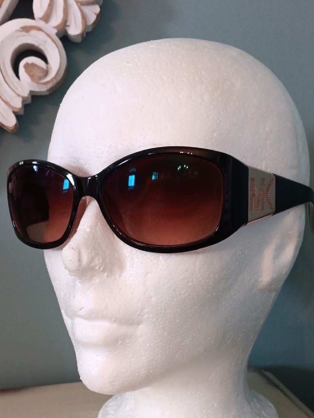 & Michael Kors Brown Gradient Oval Sunglasses with MK Logo Temples